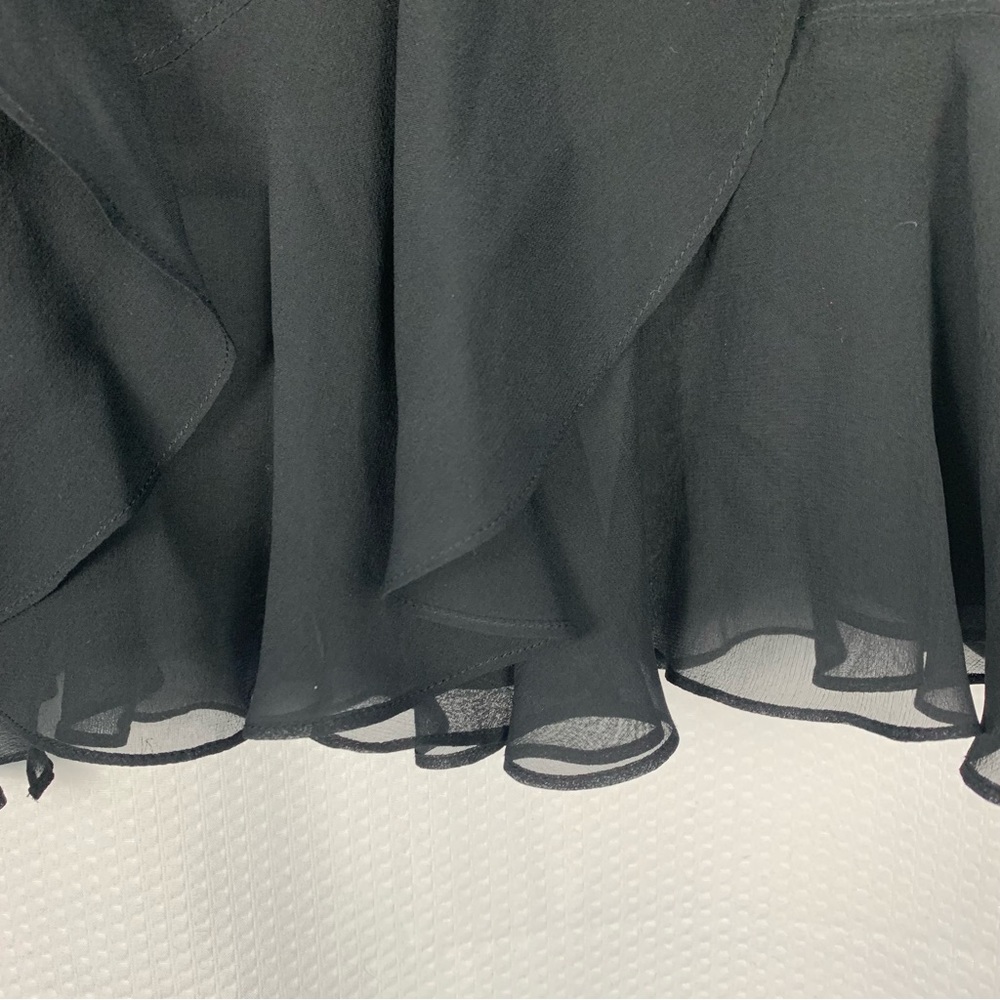 St John black old money luxury romantic flounce skirt w/ ruffles 95% silk Sz 6 - Picture 5 of 7